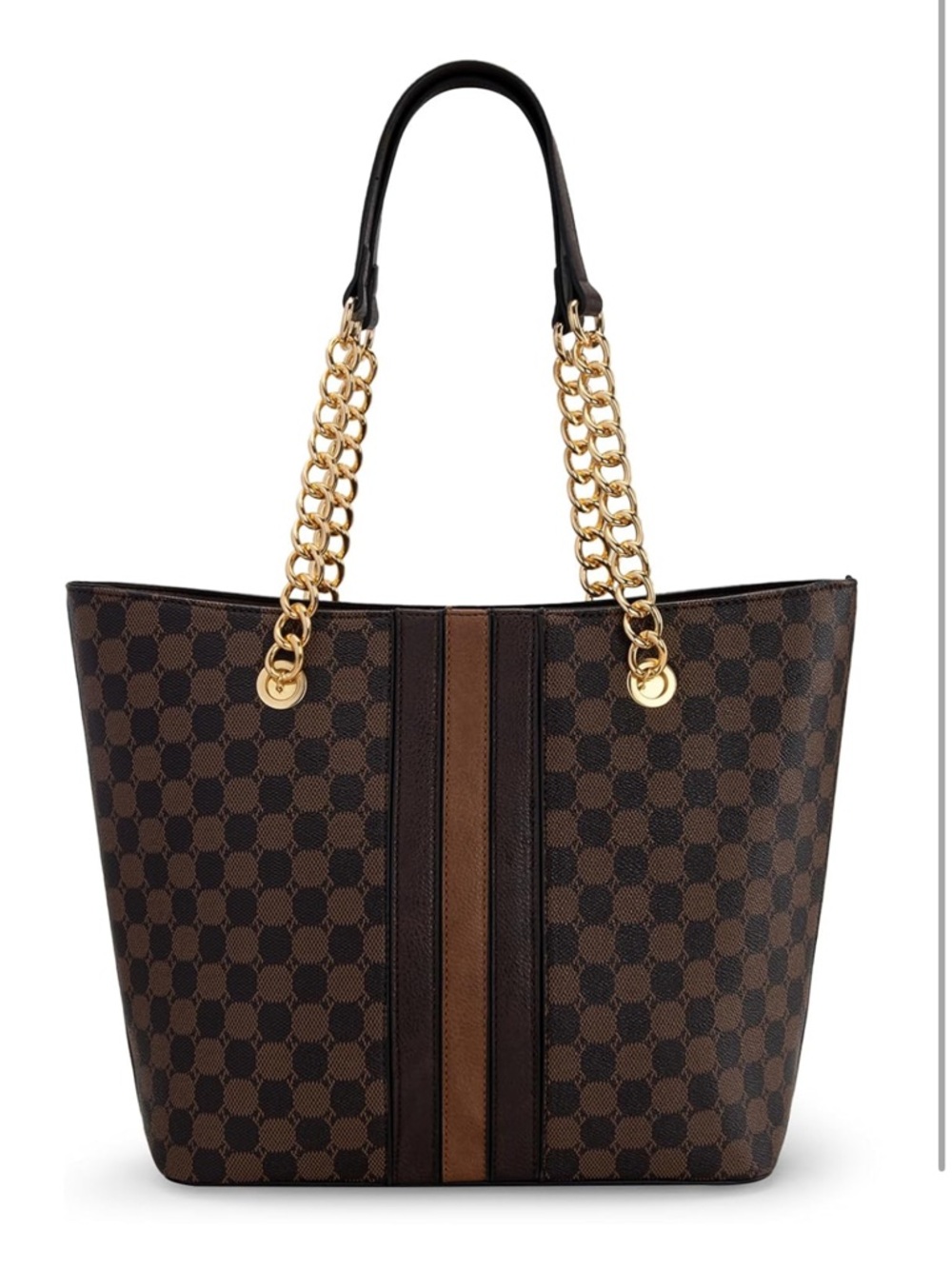Montana West Brown Chain-Handle Tote Bag
